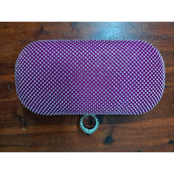 Wom Handbag Crystal Clutch Studded Pink Fuschia Purse Evening Holiday Bag - Picture 12 of 14
